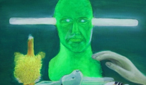 Martwa natura Alien, olej i akryl na płótnie, 2021