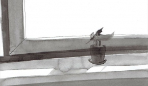 Szkic III - cykl szkiców domowych, tusz na papierze, 2020